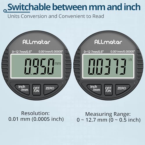 Digital Dial Indicator, 0-12.7mm Range, 0.001mm Resolution - size: 0-12.7mm,0.001mm