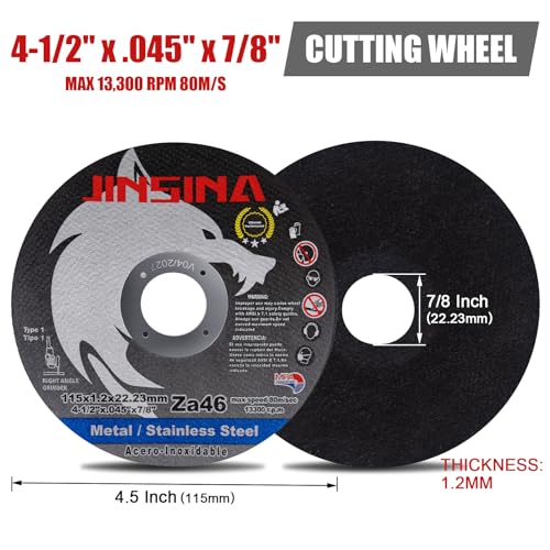 Cut Off Wheels 53 PCS, 4 1/2 Inch Metal and Stainless Steel Cutting Wheel, Fast Cutting Disc for Angle Grinder (4-1/2 x .045 x 7/8inch) 50+3pcs - style: 4-1/2"×.045"×7/8"