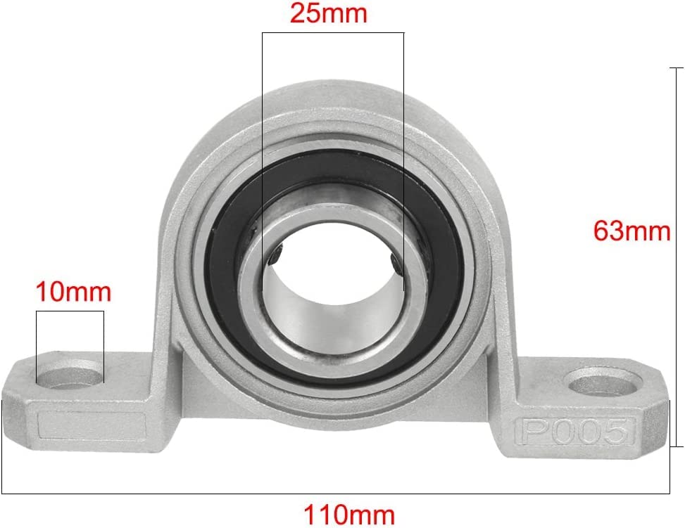 2pcs KP005 25mm Zinc Alloy Inner Ball Mounted Pillow Block Insert Bearing