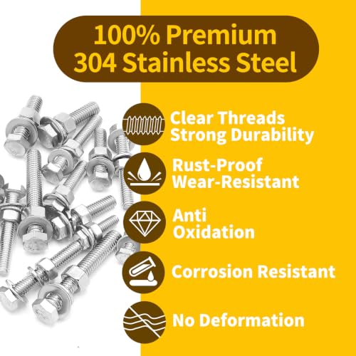 246Pcs Hex Bolts and Nuts Assortment Kit,1/4-20,5/16-18,3/8-16 Stainless Steel Assorted Hex Head Bolts and Nuts,Flat & Lock Washers Set,Fully Threaded,for Home, Auto,Electronic & Industrial Repair - size: 1/4,5/16,3/8