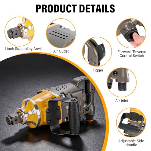 1"Pneumatic Impact Wrench,1/2" Air Inlet With Professional Air Hose