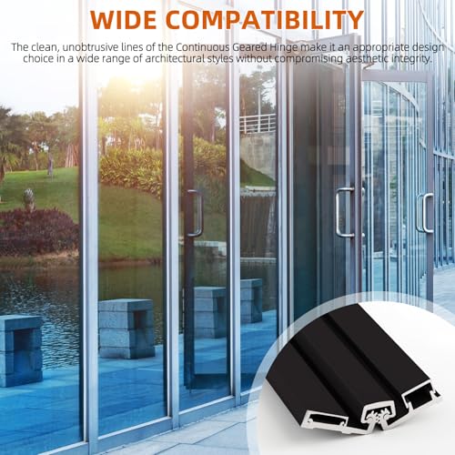 MorningRo 1 Pcs 83" Aluminum Continuous Hinge for Door, Black - color: Black