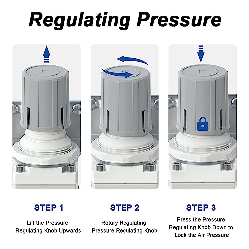 AIRZOE 3/8" NPT Air Pressure Regulator,Compressed Air System,Mini Air Regulator AR3000-03,0-150 PSI Gauge - size: 3/8" NPT