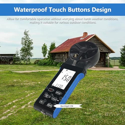 HoldPeak CFM Meter HVAC Anemometer with 270º Rotatable Detector, Handheld Wind Speed Meter Gauge with Touch Button, Waterproof Rechargeable Air Flow Velocity Measuring Device for HVAC Outdoor Sailing - color: 5000D-CFM Anemometer