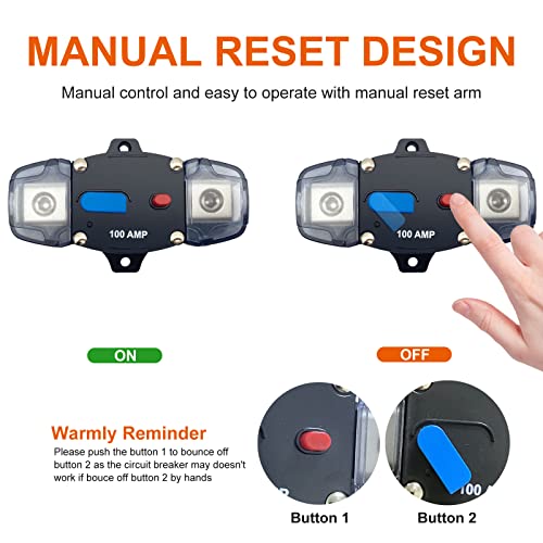 Erayco 150 Amp Circuit Breaker with Manual Reset, 12-48 Volt DC, 0-8 Gauge Trolling Motor Car Stereo Audio Inline Fuse Block Holders Inverter for Automotive Rv Marine Boat (150A) - style: 150Amp