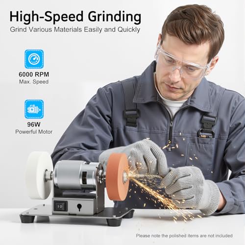 Mini Belt Sander, 7 Speed Adjustable Electric Benchtop Sander Knife Making Supplies with Two 2.75-Inch Grinding Wheels Knife Sharpener Electric for Woodworking Metal Working DIY