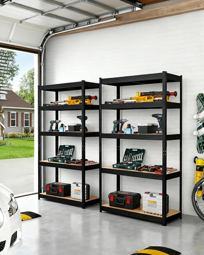 Garvee Garage Storage Shelves,36x18x72 Garage Shelving Heavy Duty Metal Adjustable Garage Shelves,5-Tier Adjustable Shelving Units,Loads 2500 LBS,Metal Storage Utility Racks for Warehouse - size: 36*18*72