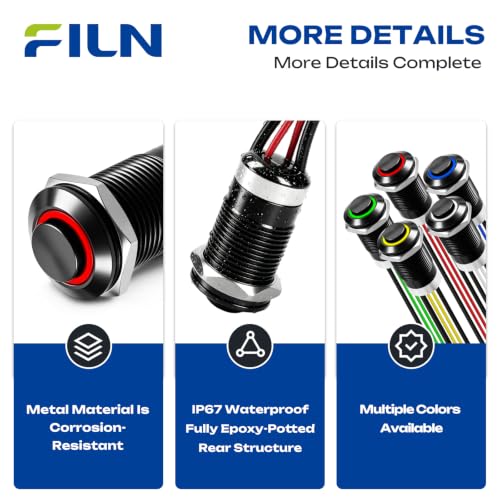 2PCS 8A 12mm Latching Push Button Switch 12V-24V DC IP67 High Head - color: Green