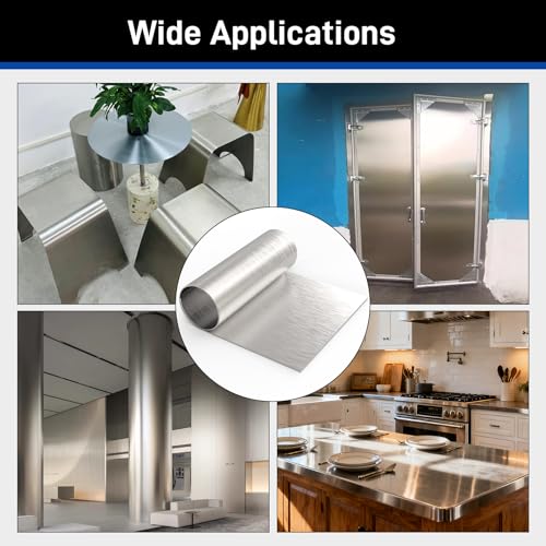 430 Stainless Steel Sheet Metal 96 x 24 Inches 24GA Metal Sheet Panel #4 Brushed Finish with Protective Film for Wall, Food Truck, Restaurant, Kitchen, Floor, Trailer, Garage, Crafting - size: 96 x 24 Inch