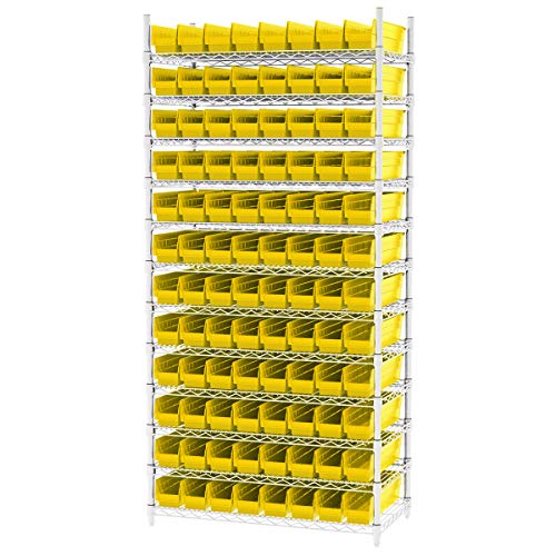 Akro-Mils 30128 Heavy Duty Plastic Shelf Bins, 18"x 4"x 4", Yellow, 12-Pack - color: Yellow