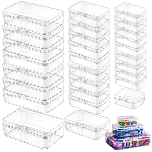 LJY 28 Plastic Boxes, 3 Sizes for Beads - color: Clear