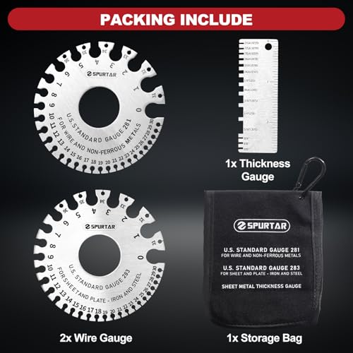 Spurtar 3pcs Wire Gauge Measuring Tool, Dual-Sided Thickness Gauge