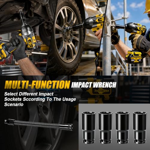 Cordless Impact Wrench 1/2, 850Nm Max Torque Brushless Motor, 2x 4000mAh Batteries & Fast Charger, Heavy Duty Electric Impact Gun for Auto Repair & Home Maintenance