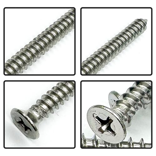 5 x 50mm Screw, Flat Head, Phillips Drive, Self Drilling, 304 Stainless Steel Drywall Wood Screws 50Pcs - size: 5 x 50mm