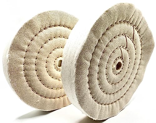 Buffing Wheel 6" x 1" Thick, Fine Muslin, 70 Ply, 2 Pack