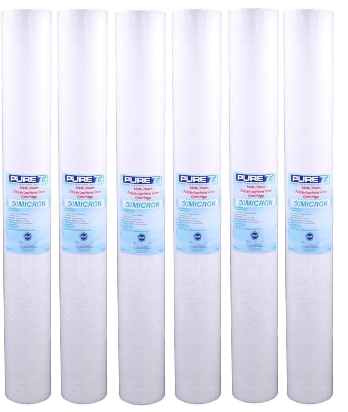 Pack of 6-50 Micron - 20x2.5" Water Sediment Depth Filter - Spun Poly Filter Removes Sediment and Other Organic Debris (50 u Micron Rated) IPW Industries Inc-PureT GCB2000050