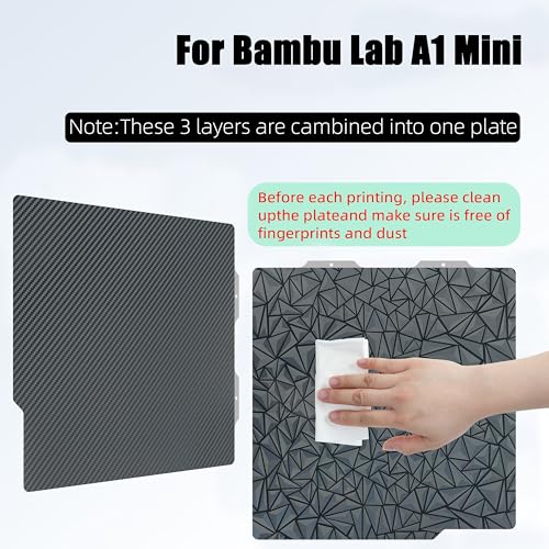 Build Plate for Bambu Lab A1 Mini 3D Printer: PEI Build Plate Carbon PET Diamond PEO PEY Plate 3D Printing Accessories Textured Smooth Sheet Bed 184x184mm (Smooth PEO+Smooth PET) - color: Smooth PEO+Smooth PET