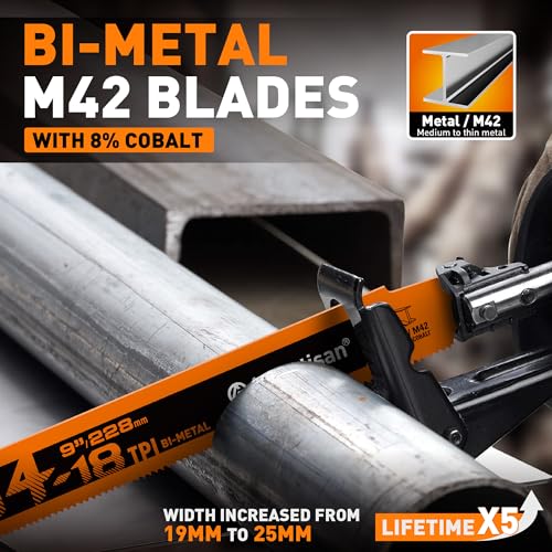 AMARTISAN Bi-Metal Reciprocating Saw Blade ((25-Piece) M42 Cobalt Bi-Metal Sawzall Blades) - size: (25-Piece) M42 Cobalt Bi-Metal Sawzall Blades