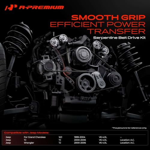 A-Premium Engine Serpentine Belt Drive Kit Compatible with Jeep