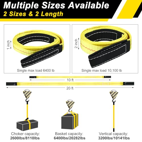 Shappy 2 Pcs 10' x 2" Lifting Sling Straps Heavy Duty Nylon Tree Saver - size: 10' X 2"