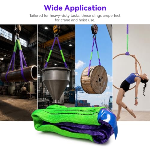 Lift Sling Straps, 1" x 6.5' Heavy Duty Endless Polyester Flat Web Sling, 1 Ton (2204 lbs) Vertical Rated Capacity, Rigging Sling for Crane Hoist, Cargo Lifting, Machinery Moving, 2-Pack - size: 1T-6.56ft(2Pack)