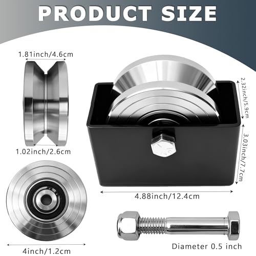 4" V-Groove Sliding Gate Rollers Wheel, 2 Pack, 1-13/16'' Width