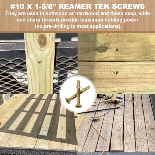#10 x 1-5/8" Reamer Tek Torx/Star Head Self-Drilling Wood to Metal Screws - size: #10x1-5/8"