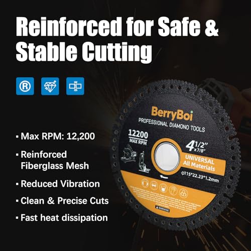 4-1/2 Multi Purpose Diamond Cut Off Wheel, 115mm Cutting Disc, 3 Pack - size: 4"×1/2"