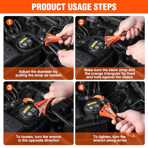 ValueMax Strap Wrench 2-piece, Adjustable Oil Filter Wrench Set - color: Orange