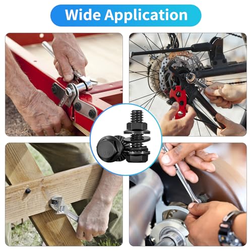 250PCS M6 Flange Hexagon Screws Serrated Flange Nuts Washers,M6-1.0 x 12/16/20/25/30mm Flanged Hex Head Bolts Assortment Kit, Alloy Steel Class 10.9 Black Zinc Plated (M6-1.0 Black) - size: M6-1.0 Black