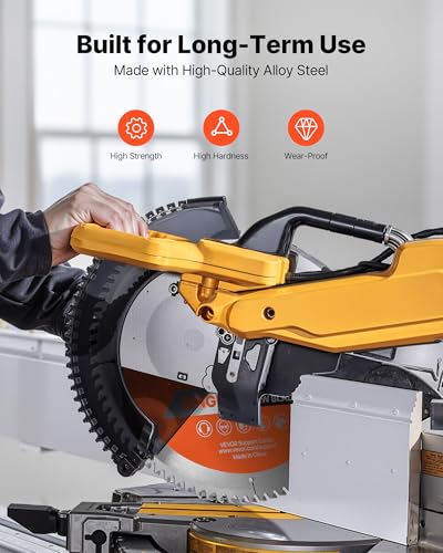 VEVOR Circular Saw Blade, 12 inch Diameter, 80 Sharp Alloy Teeth, 1 inch Arbor, Fine Finish, Wood Cutting Blade for Circular Saw, with Noise-Reducing Heat Vents, for Cutting Plywood, OSB, Hardwood - size: 12“ & 80T