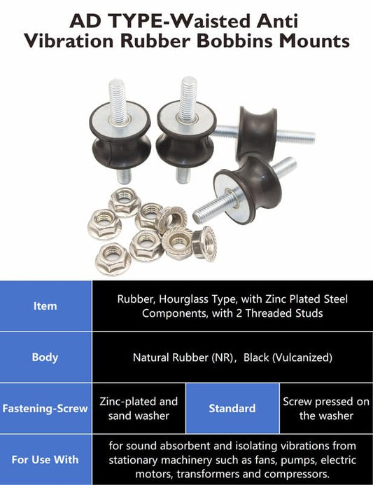 EASYEAH M8 Rubber Waisted Vibration Isolation Mounts Anti Vibration - size: AD-M8x23-40x30x27