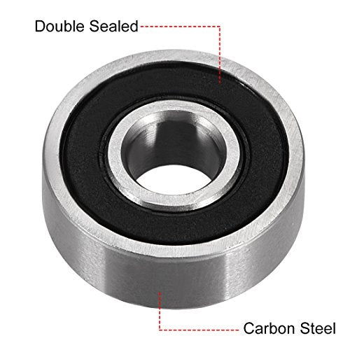 uxcell 606-2RS Deep Groove Ball Bearing 6mm x 17mm x 6mm Double Sealed High Carbon Steel Z1 Bearings 8pcs - size: 6mmx17mmx6mm