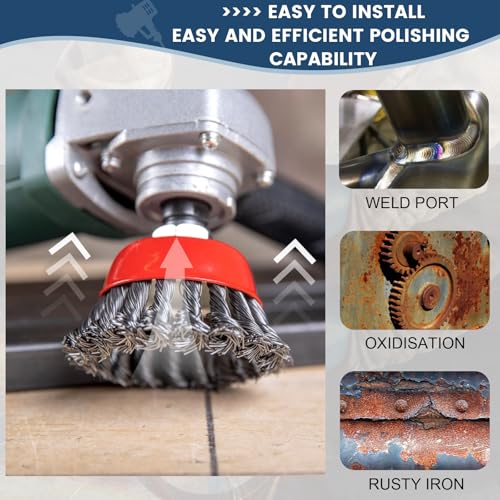 7pcs Wire Wheels for 4 1/2 Angle Grinder, with 5/8"-11 UNC Threaded Arbor