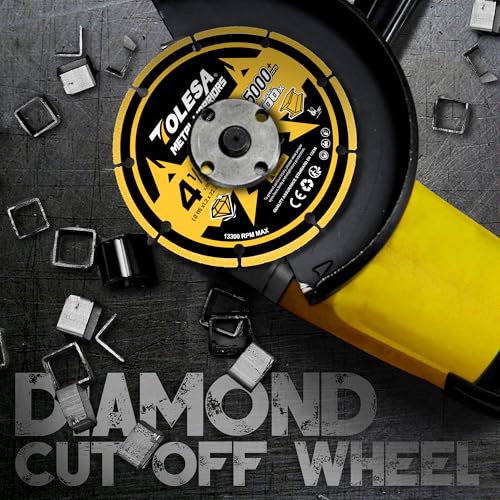 TOLESA Diamond Cutting Wheel 4 1/2 x 7/8 Inch for Metal, Cut Off Wheel with 5000+ Cuts on Rebar, Steel, Iron and INOX, 3 Pack - style: 4 1/2 x 7/8 Inch