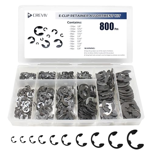 Retaining Rings E Clip Assortment Kit, 800 Pcs, 10-Sizes, INCH