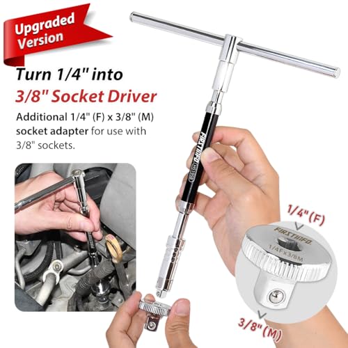 FIRSTINFO 1/4 Inch Drive Adjustable 2-Way Speed T-Handle Spinner Wrench