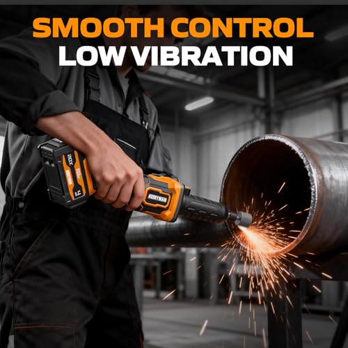 Alloyman Cordless Die Grinder Kit 20V, Brushless Motor,1/4" Collet, 3-Speed 13,000-25,000 RPM, 2X 4.0Ah Batteries& Charger, for Metal Grinding, Polishing & Weld Cleanup