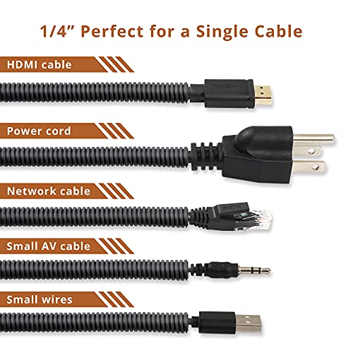 20FT 1/4in Wire Loom Split Tubing Auto Wire Conduit Flexible Cover Black - color: Black, size: 20FT 1/4"