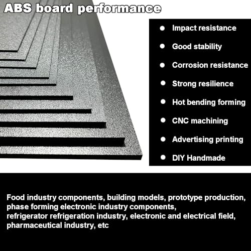 ABS Plastic Sheet 1/4 Inch Thick,12" x 16" Black, Moldable Plastic Sheets - size: 12"x16"x1/4"