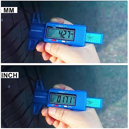 GODESON Digital Tire Tread Depth Gauge 25.4 mm Blue - color: Blue