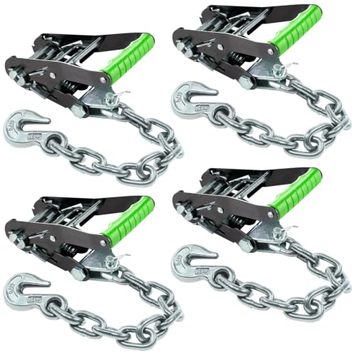 VULCAN Ratchet Buckle - Chain Anchor - 2 Inch Handle - High-Viz - 4 Pack - 3,300 Pound Safe Working Load - size: Chain Anchor Hi Viz (4- Pack)