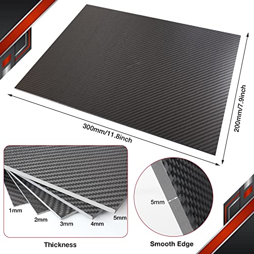 200X300X0.5MM 1.0MM 1.5MM 2.0MM 2.5MM 3.0MM 4.0MM 5.0MM 6.0MM Carbon Fiber Sheet 100% 3K Carbon Fiber Laminate Plate Twill Weave Matt Surface Panel Sheet 2.5MM Thickness(Matte Finish) - color: Twill Weave Matte Finish, size: 200X300X2.5MM