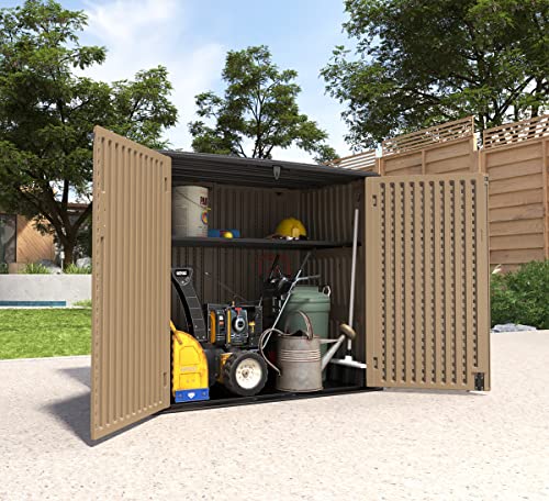 Mrosaa Large Horizontal Storage Sheds,38 cu.ft Resin Garden Shed Weather Resistance,Outdoor Storage Box Lockable for Patio,Backyard,Garden,Home(Brown) - color: Brown-48Cu.ft