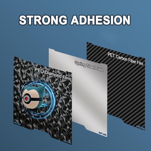 335×325mm PET PEO Double Side Build Plate for Bambu Lab A2L/H2C, Smooth Diamond PEO+Carbon Fiber PET Spring Steel Sheet Plate for Bambu Labs 3D Printer - size: 335×325mm