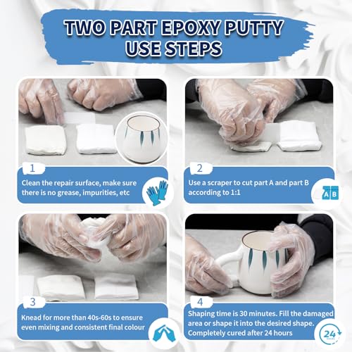 Epoxy Putty, Endhokn 10.5oz White Putty Stick Fix Leaks, Cracks and Fill Holes, Sculpting, Modeling, Epoxy Sculpt Clay for Metal, Ceramics, Plastic, Wood, Tile, Concrete 300g