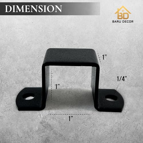 1x1" Square Tube Strap Clamp, Powder Coated Black, bracket clamp U-type - 4-Pack - size: 1"x1"