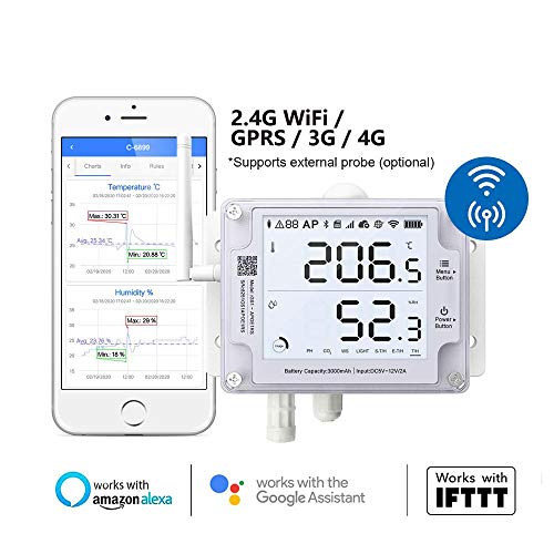 Thermometer Hygrometer, Wireless Temperature Data Logger, Remote Humidity Monitor for Refrigerated Truck Free App Email Alarm, IFTTT 2.4GHz only (GS1-AL4G1RS WiFi & SIM) - style: GS1-AL4G1RS WiFi & SIM