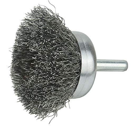 Weiler 14301V 1-3/4" Crimped Wire Utility Cup Brush, .0118" Steel Fill, 1/4" Stem, Vending Ready, Made in the USA