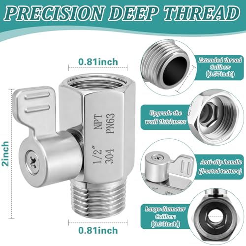 Shower Head Shut Off Valve 304 Stainless Steel Mini Ball Valve(1/2" Female X Male) NPT Thread Water Flow Control,RV Shower Head with Hose Flow Restrictor - style: 1 pack-1/2inch